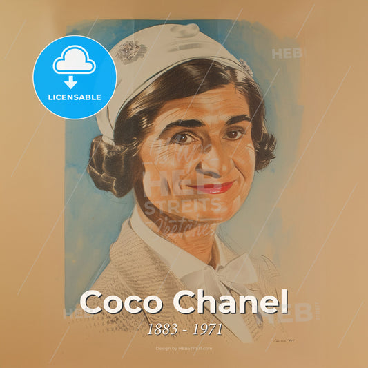 Coco Chanel, 1883 - 1971, French fashion designer - A Woman In A White Hat Print Template