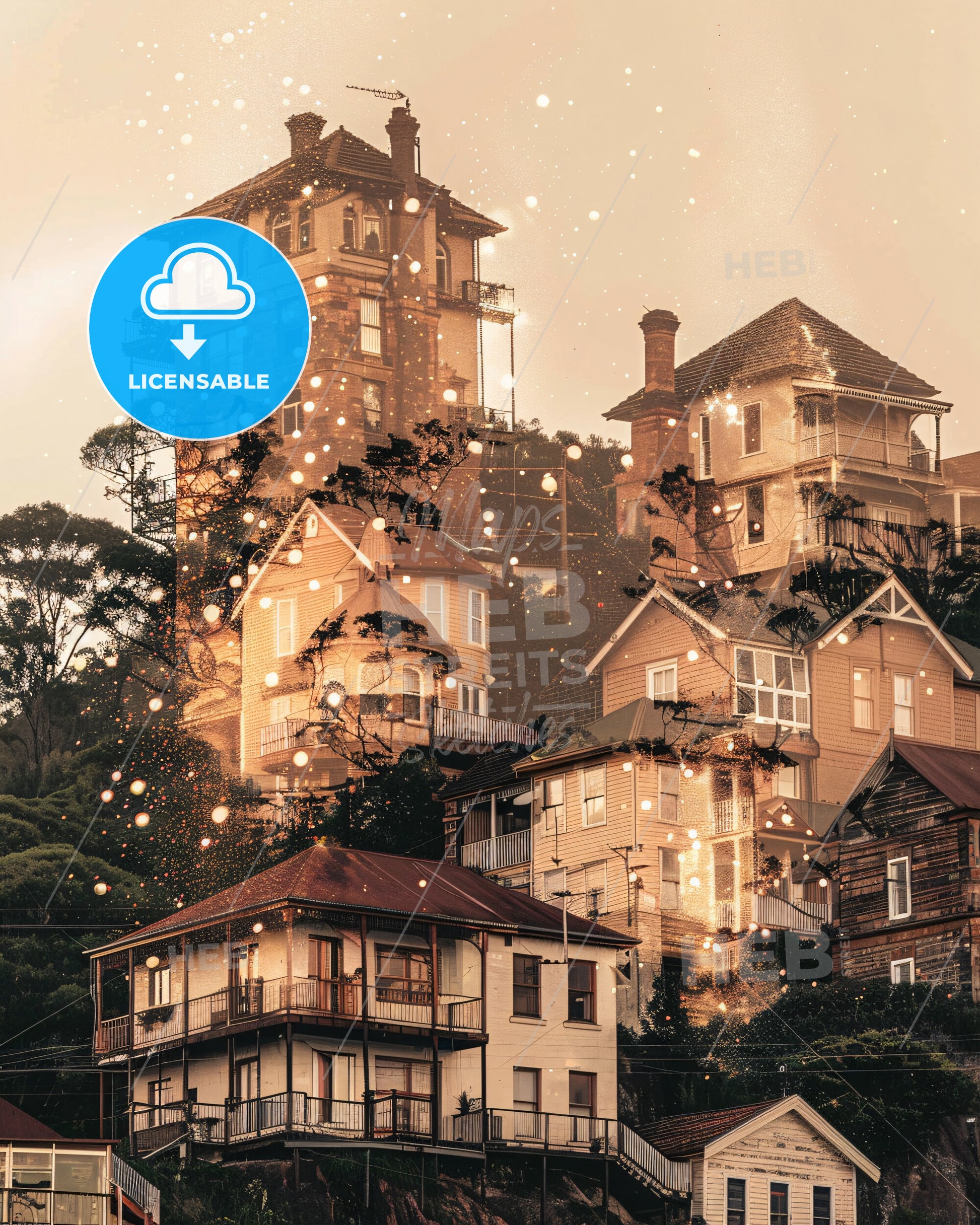 Coffs Harbour Art Deco Dreamscape - A group of houses with lights