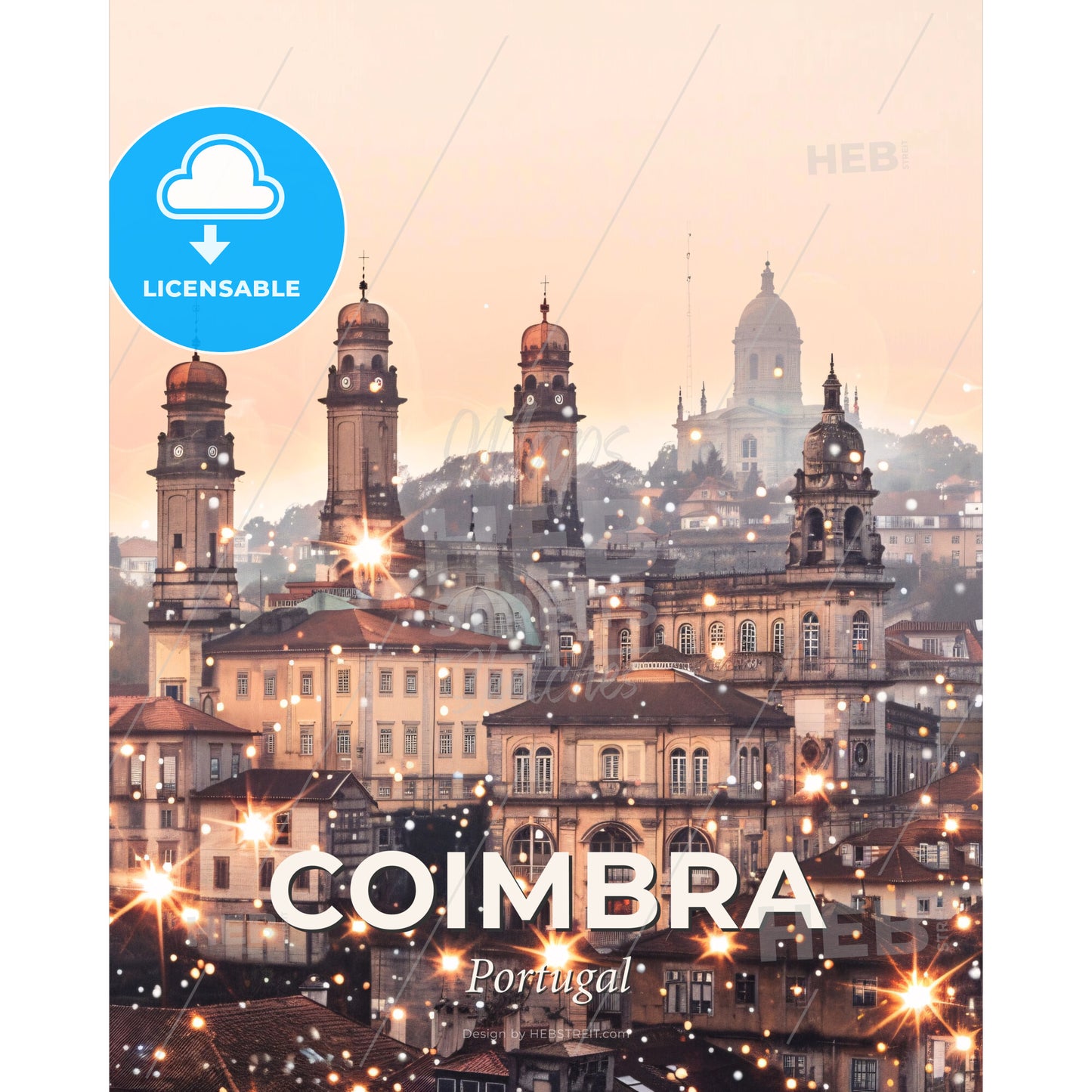 Coimbra: Where Architecture and Light Dance - A city with many buildings - Square format print template