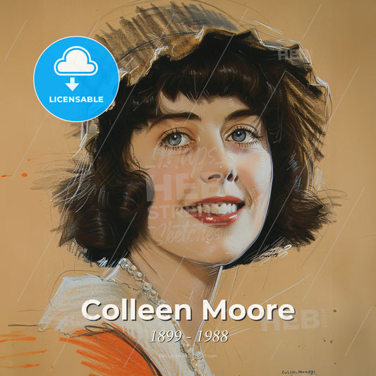 Colleen Moore, 1899 - 1988, American actress - A Drawing Of A Woman Print Template