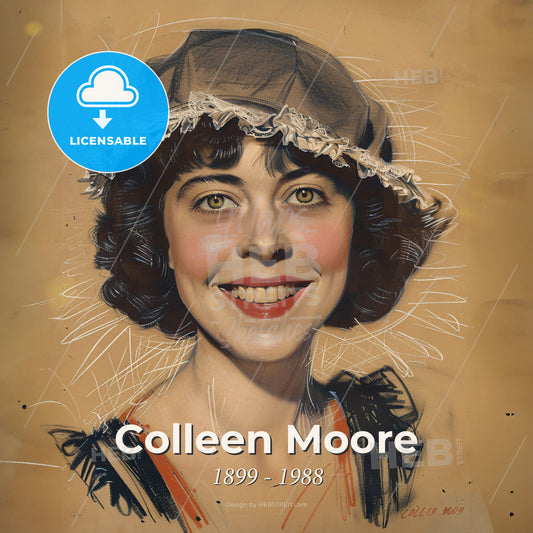 Colleen Moore, 1899 - 1988, American actress - A Woman Wearing A Hat Print Template