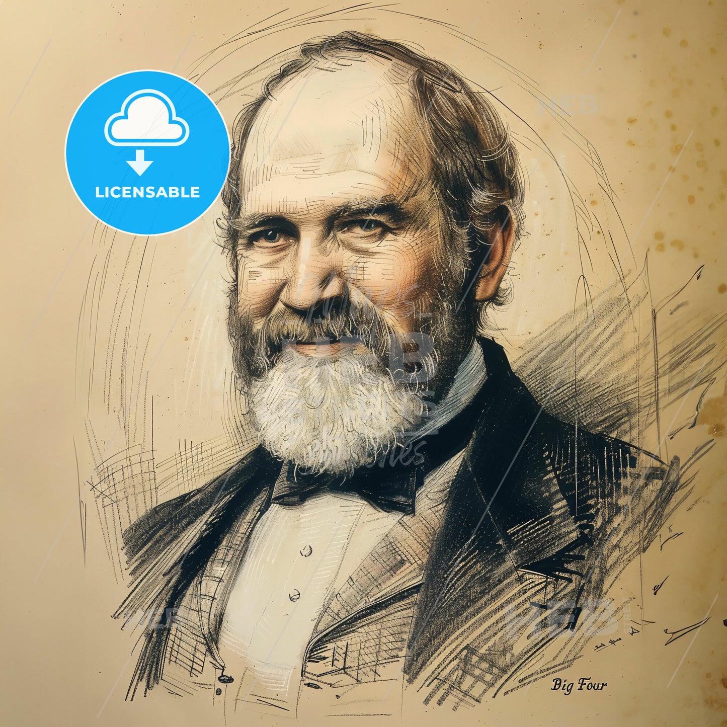 Collis Potter Huntington, 1821 - 1900, American industrialist - A Drawing Of A Man