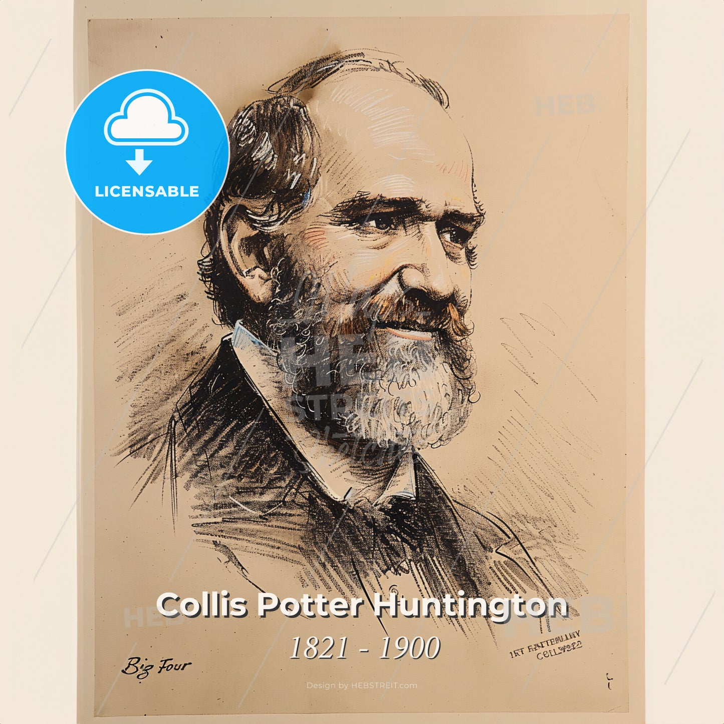 Collis Potter Huntington, 1821 - 1900, American industrialist - A Drawing Of A Man Print Template