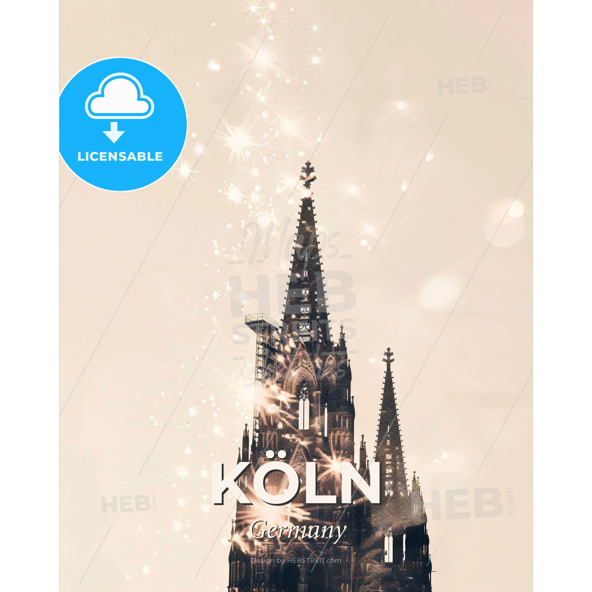 Cologne: Skyline Silhouette Cityscape Poster - A building with a tower and a tower with a tower and a tower with a tower and a tower with a tower and a tower with a tower and a tower with a tower and a tower with - Square format print template