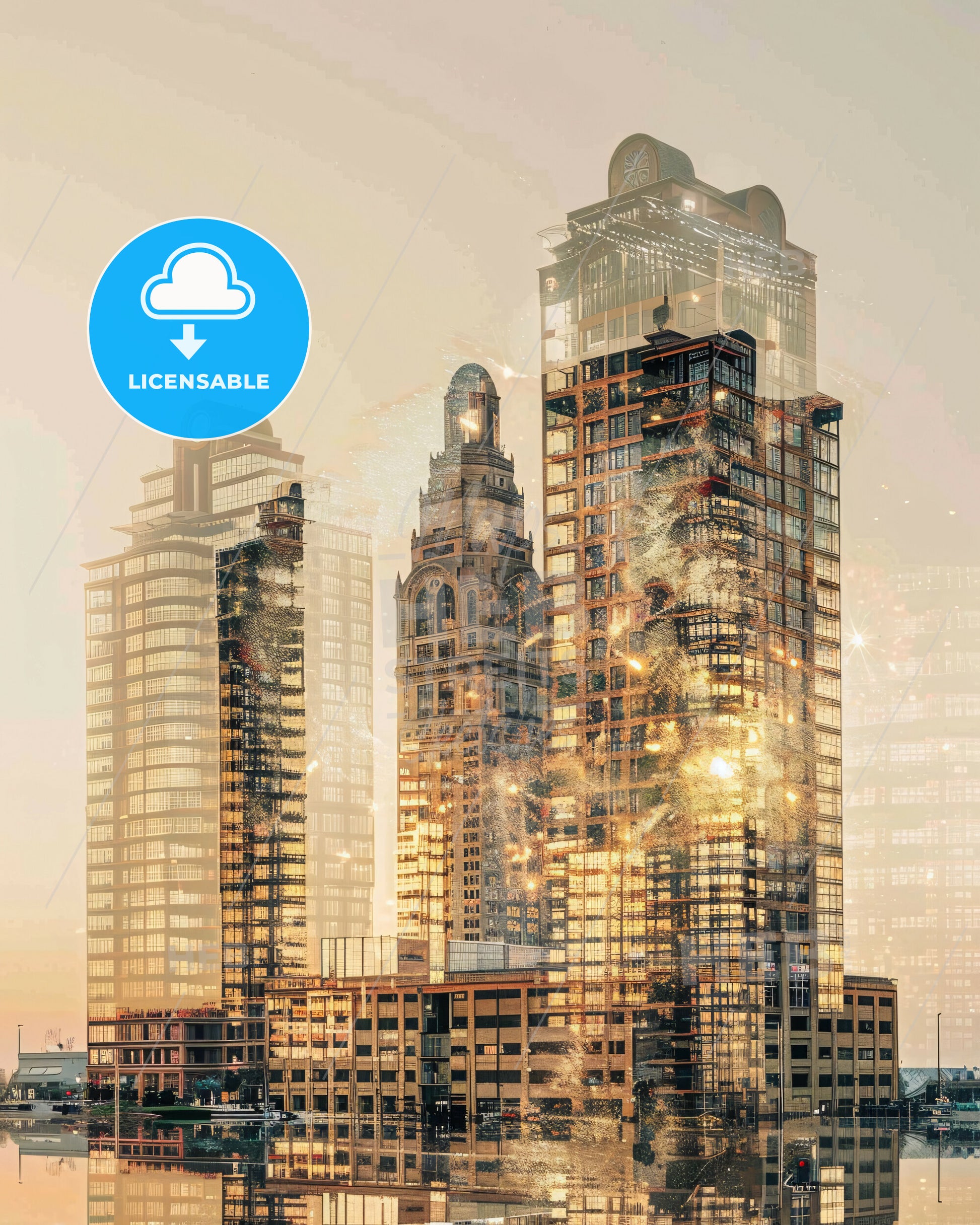 Columbus City Art Skyline Composite Poster - A city skyline with tall buildings