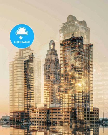 Columbus City Art Skyline Composite Poster - A city skyline with tall buildings