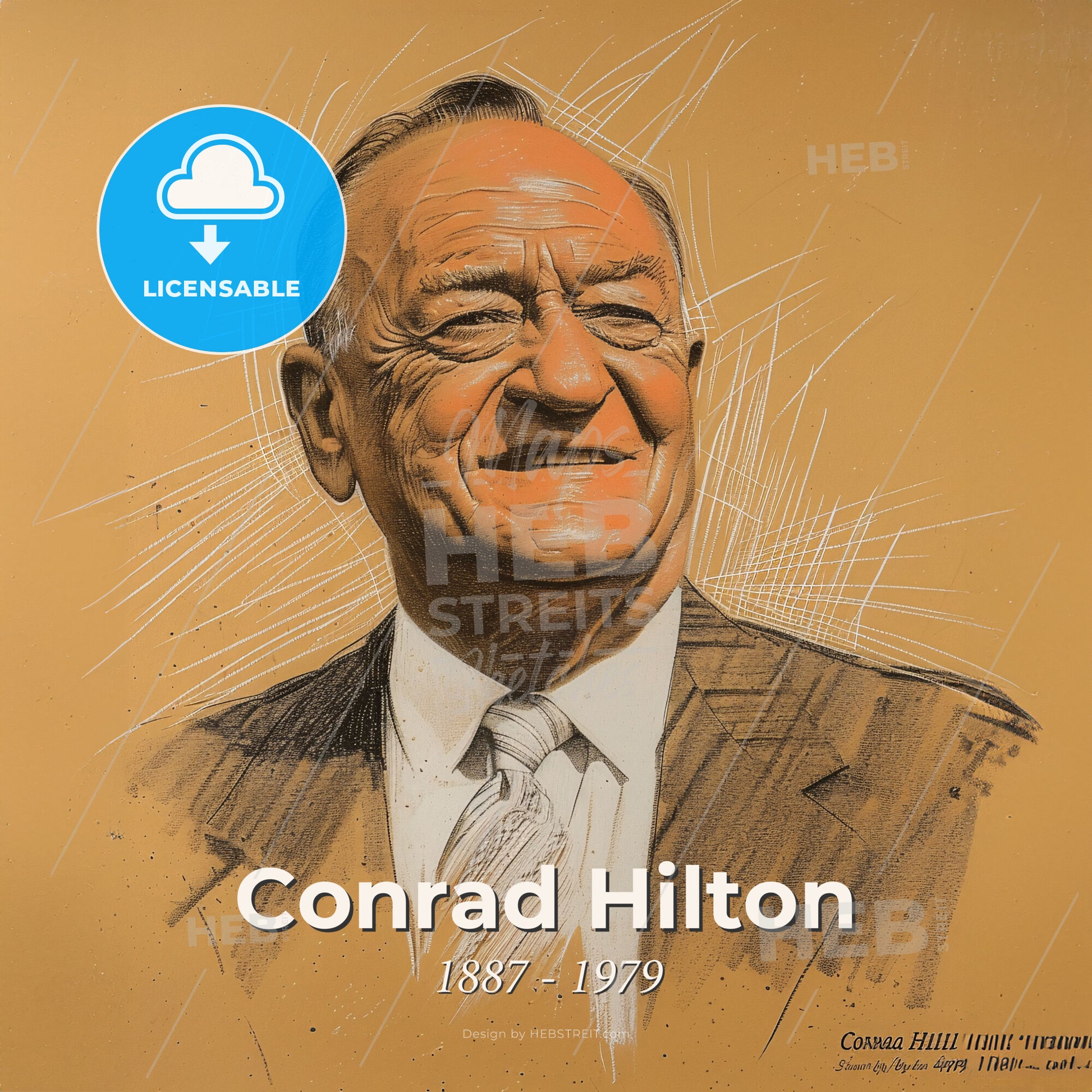 Conrad Hilton, 1887 - 1979, American hotelier - A Drawing Of A Man Smiling Print Template