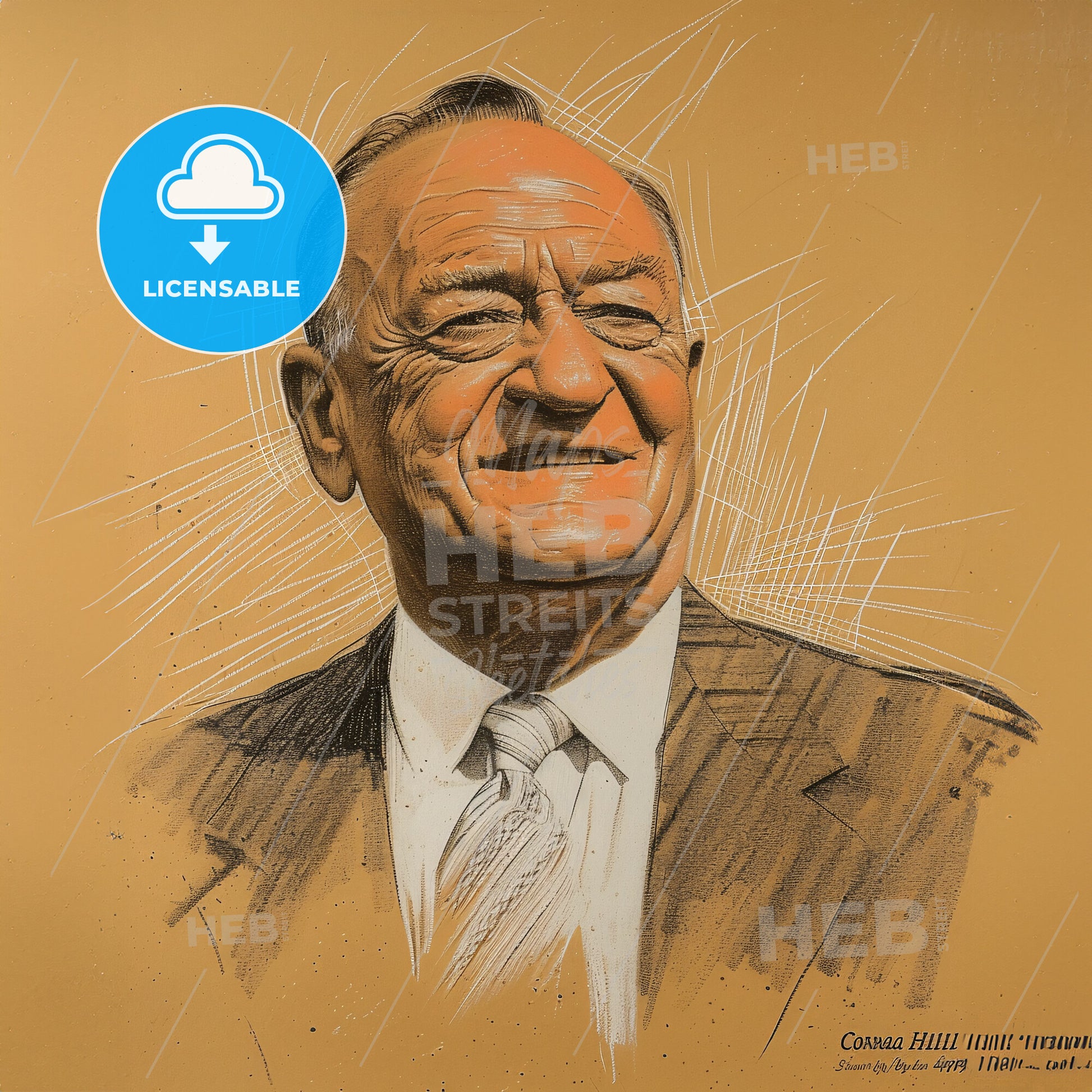 Conrad Hilton, 1887 - 1979, American hotelier - A Drawing Of A Man Smiling