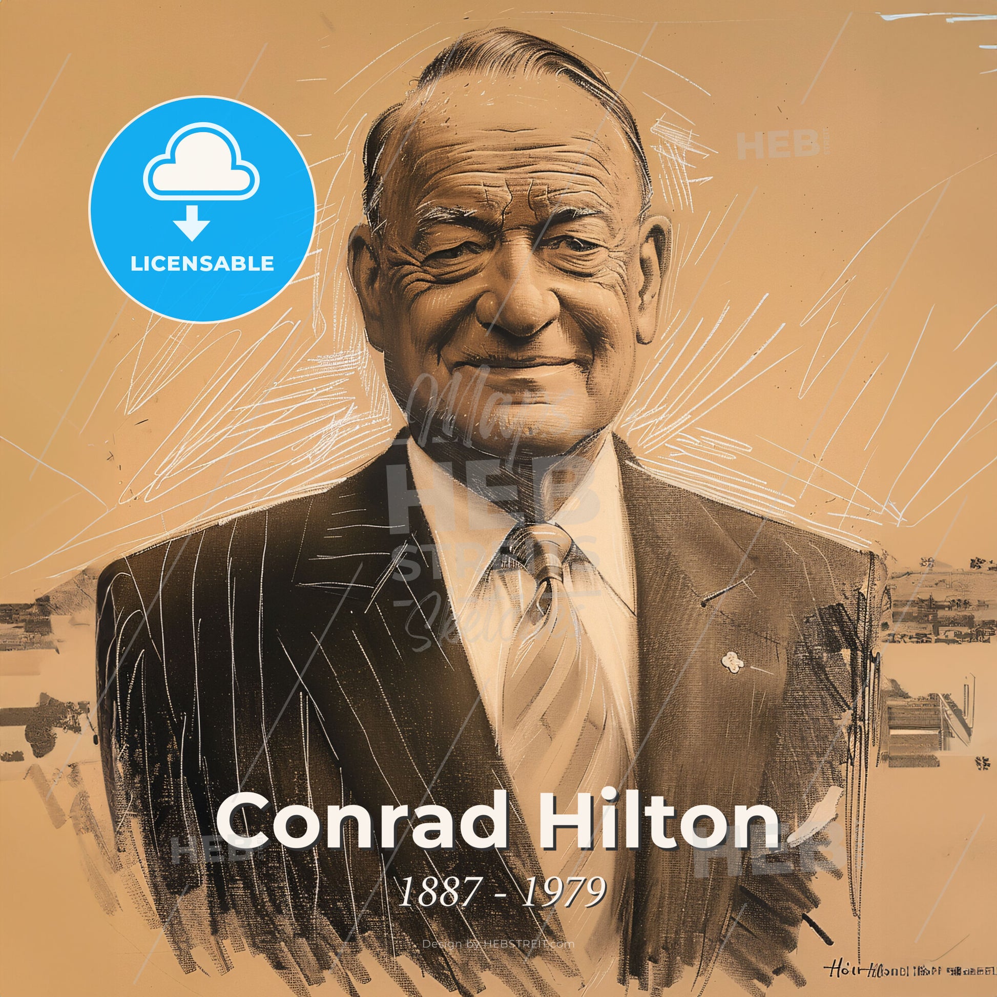 Conrad Hilton, 1887 - 1979, American hotelier - A Man In A Suit And Tie Print Template