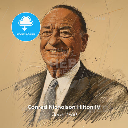 Conrad Nicholson Hilton IV, Born: 1960, American hotelier - A Man In A Suit And Tie Print Template