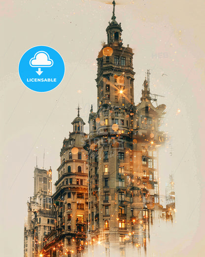 Constanta City Architecture Art Poster Design - A tall building with many windows