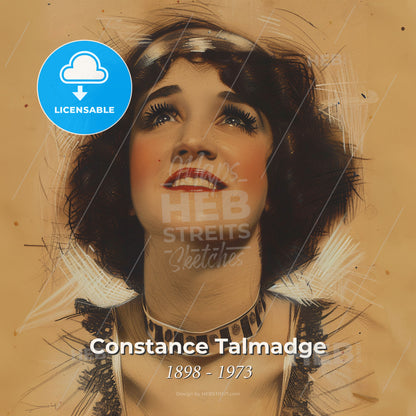 Constance Talmadge, 1898 - 1973, American actress - A Woman With A Necklace Print Template