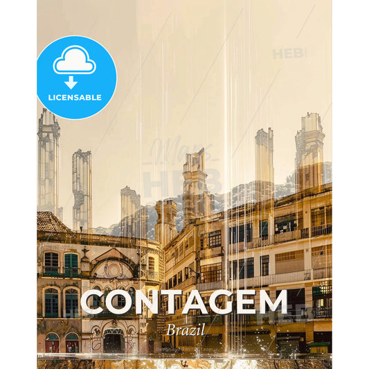 Contagem City: Starlit Urban Icons - A building with multiple towers - Square format print template