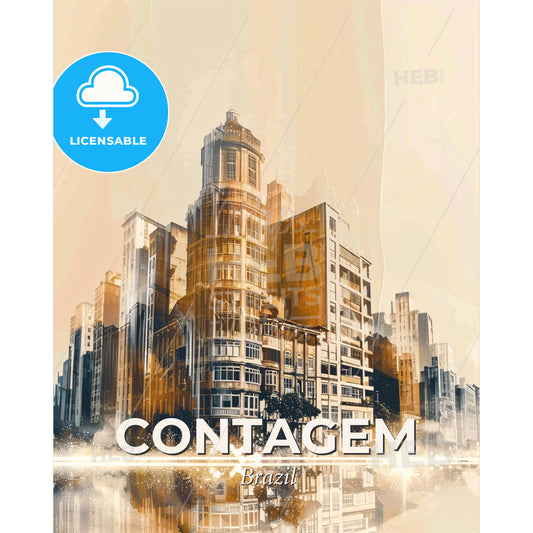 Contagem City Skyline Local Architecture Composite Art - A city skyline with many buildings - Square format print template