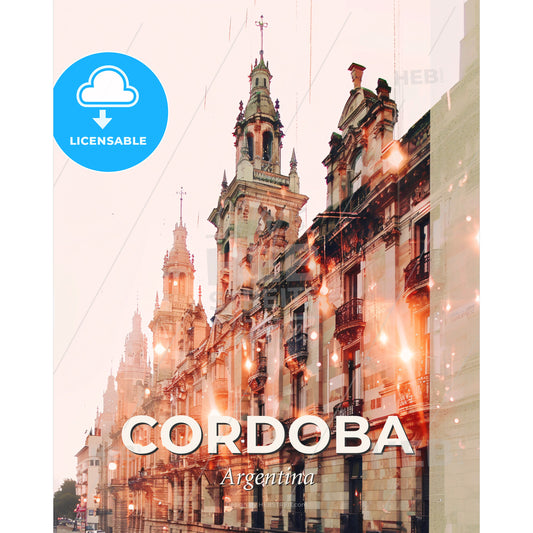 Cordoba City Skylines, Monuments, Double Exposure - A building with many towers - Square format print template
