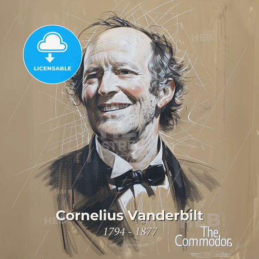 Cornelius Vanderbilt, 1794 - 1877, American shipping and railroad tycoon - A Man In A Suit And Bow Tie Print Template