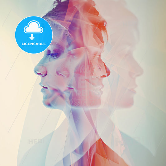 A Woman's Face With A Colorful Background