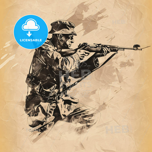 A Drawing Of A Man Holding A Gun