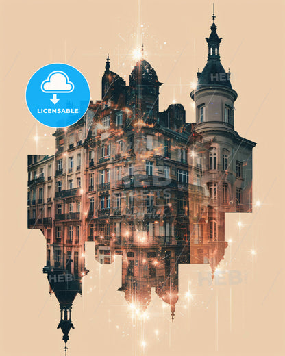 CrÃ©teil City Skyline Composite Art Poster - A building with a tower and a tower