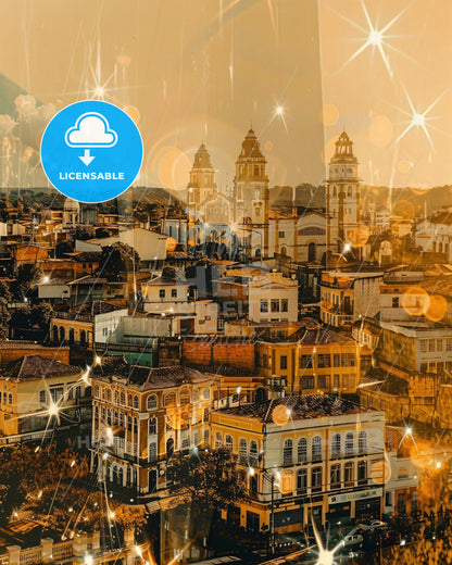 Cuiaba Skyline Art: Local Icons in a Brazilian Beige - A city with many buildings