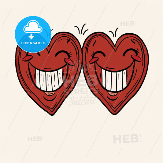 A Couple Of Hearts With Smiling Faces