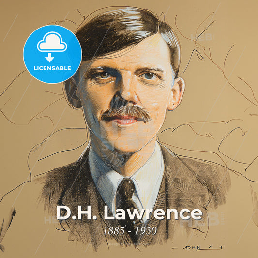 D.H. Lawrence, 1885 - 1930, British writer - A Drawing Of A Man Print Template