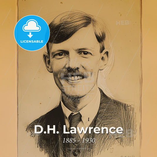 D.H. Lawrence, 1885 - 1930, British writer - A Portrait Of A Man Print Template