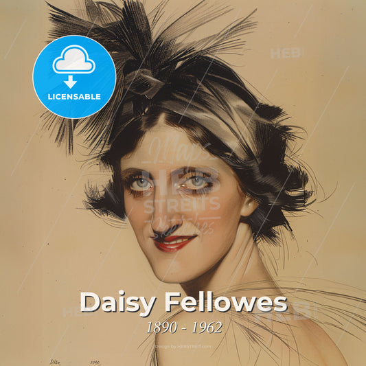 Daisy Fellowes, 1890 - 1962, French socialite and heiress - A Woman With A Feathered Headband Print Template