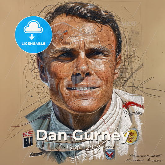 Dan Gurney, 1931 - 2018, American racing driver - A Man In A White Suit Print Template