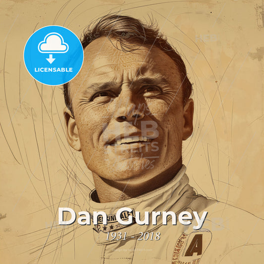 Dan Gurney, 1931 - 2018, American racing driver - A Man In A White Suit Print Template