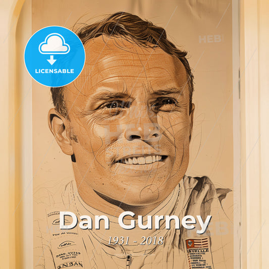 Dan Gurney, 1931 - 2018, American racing driver - A Portrait Of A Man Print Template