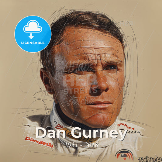 Dan Gurney, 1931 - 2018, American racing driver - A Man In A Race Car Print Template
