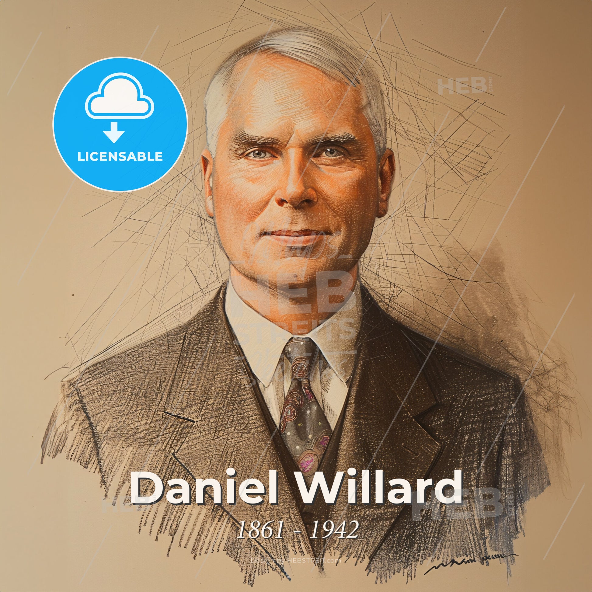 Daniel Willard, 1861 - 1942, American railway executive - A Man In A Suit Print Template
