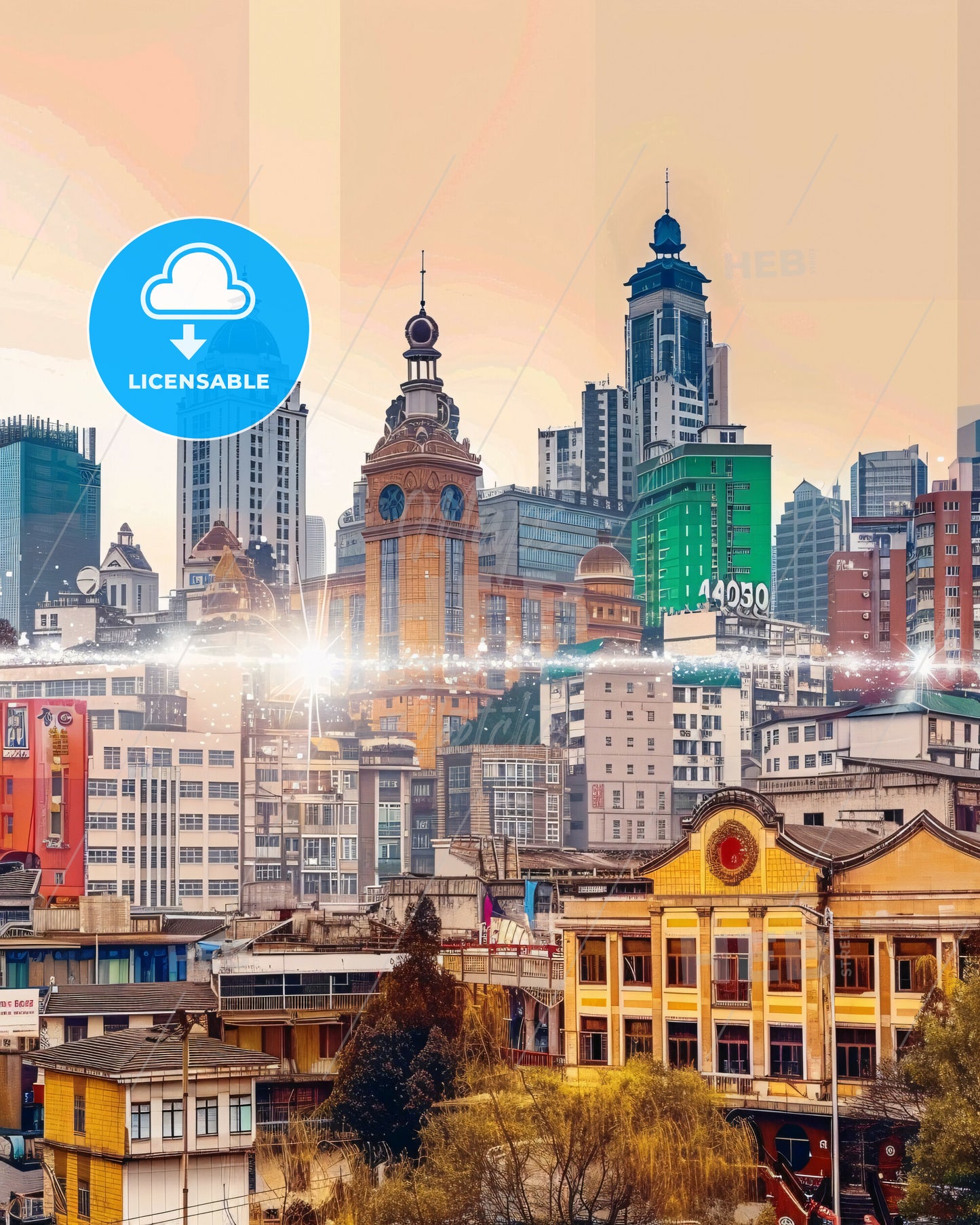 Daqing City Skyline Landmarks Composite Poster - A city with many buildings