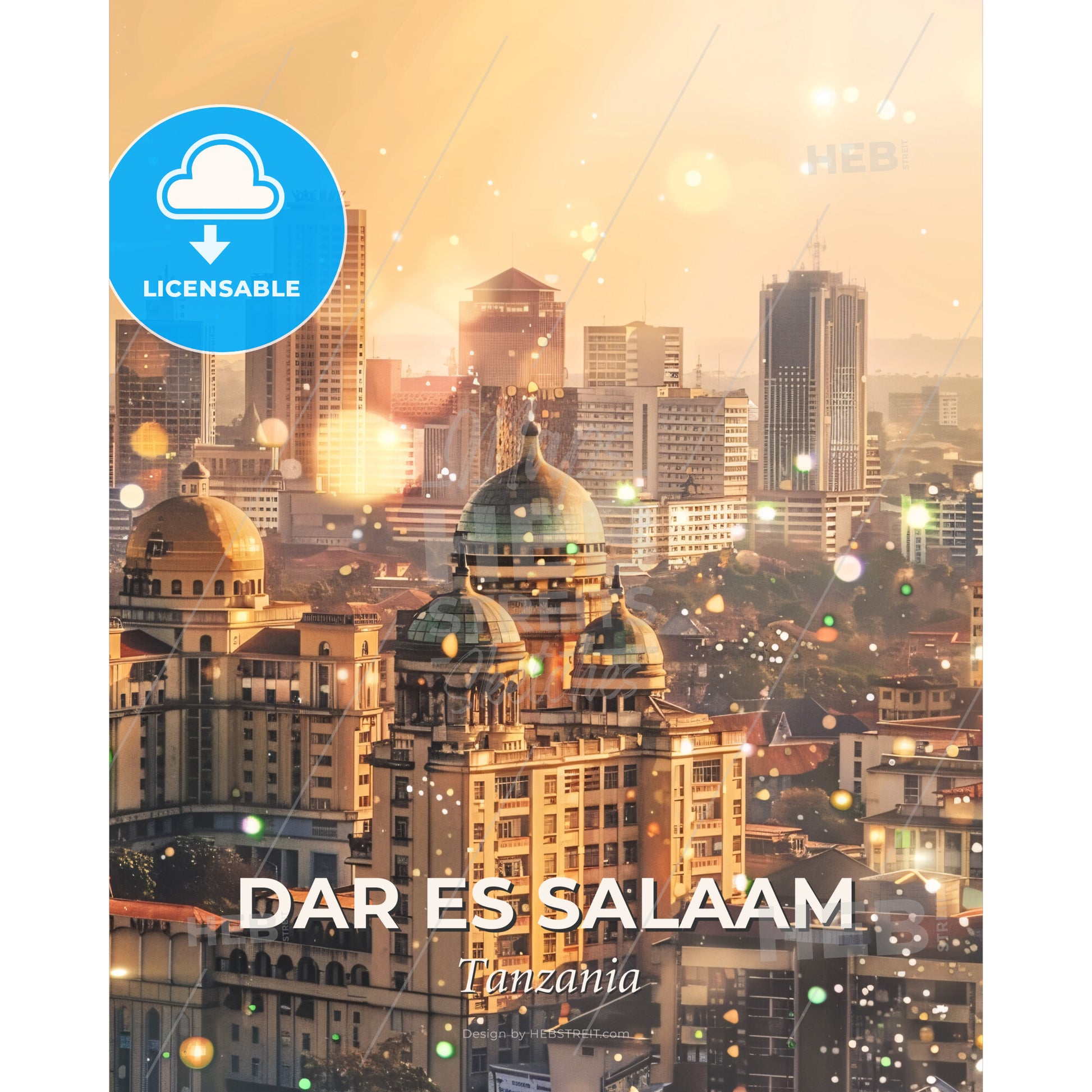 Dar es Salaam Skyline Double Exposure Art Print - A city with many buildings - Square format print template