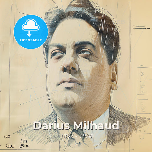 Darius Milhaud, 1892 - 1974, French composer - A Drawing Of A Man Print Template