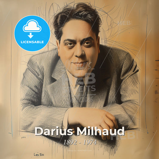 Darius Milhaud, 1892 - 1974, French composer - A Man In A Suit Print Template