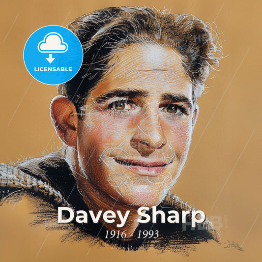 Davey Sharp, 1916 - 1993, American stuntman and actor - A Drawing Of A Man Print Template