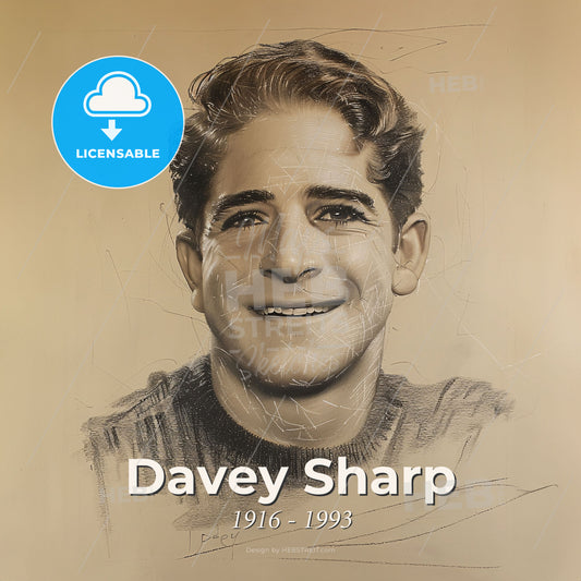 Davey Sharp, 1916 - 1993, American stuntman and actor - A Drawing Of A Man Smiling Print Template