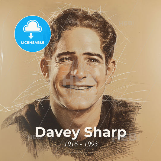 Davey Sharp, 1916 - 1993, American stuntman and actor - A Drawing Of A Man Smiling Print Template