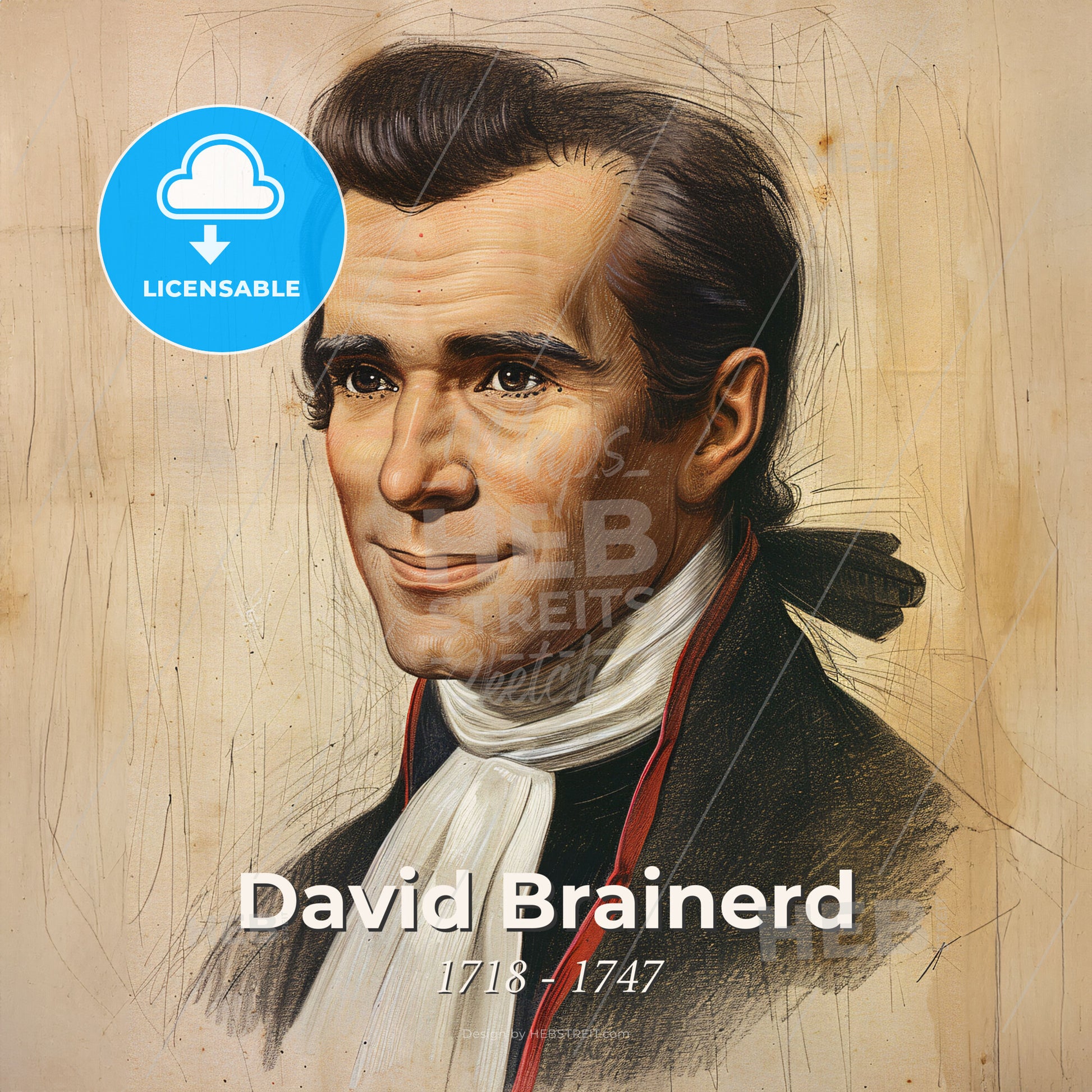 David Brainerd, 1718 - 1747, American missionary - A Portrait Of A Man Print Template