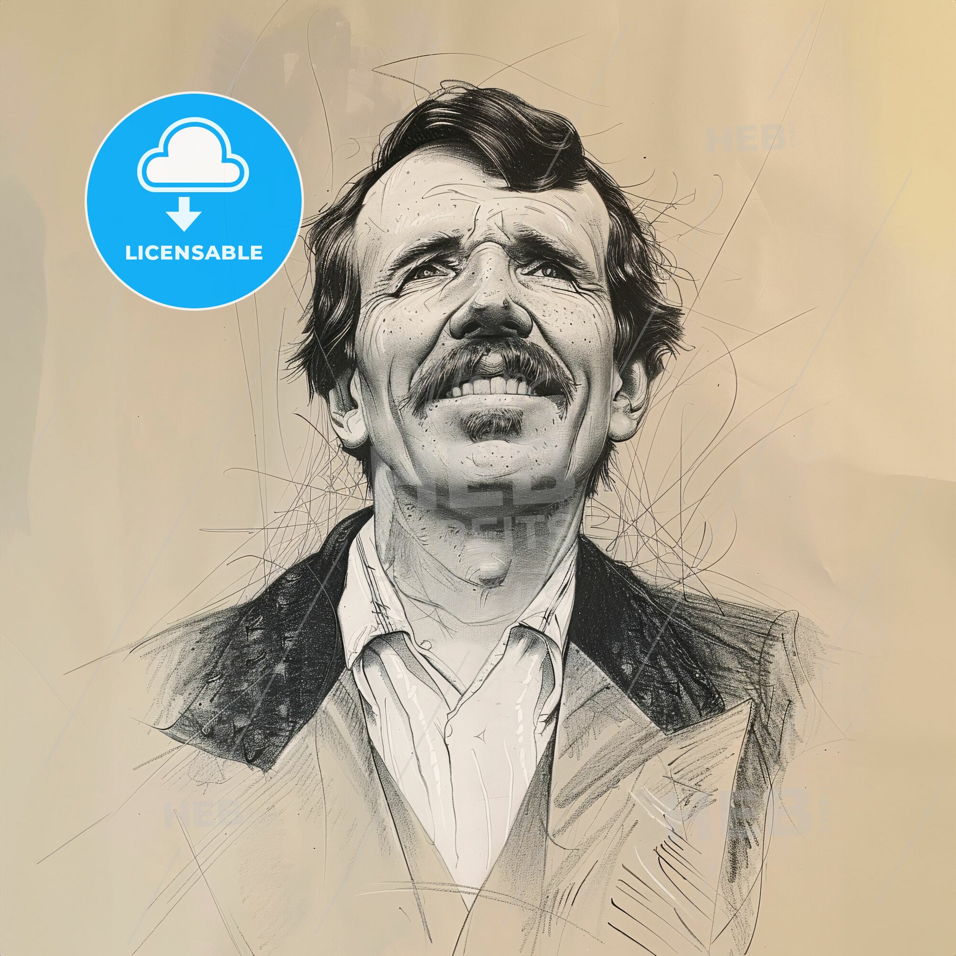 David Livingstone, 1813 - 1873, British missionary and explorer - A Drawing Of A Man With A Mustache