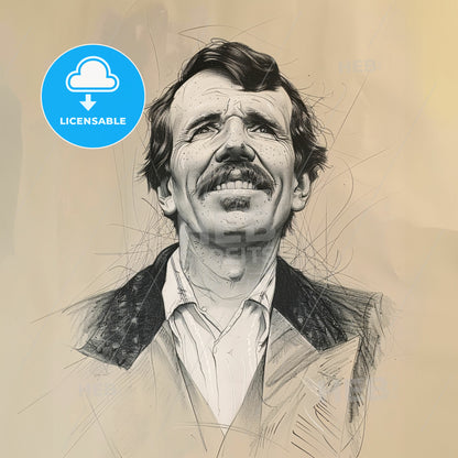 David Livingstone, 1813 - 1873, British missionary and explorer - A Drawing Of A Man With A Mustache