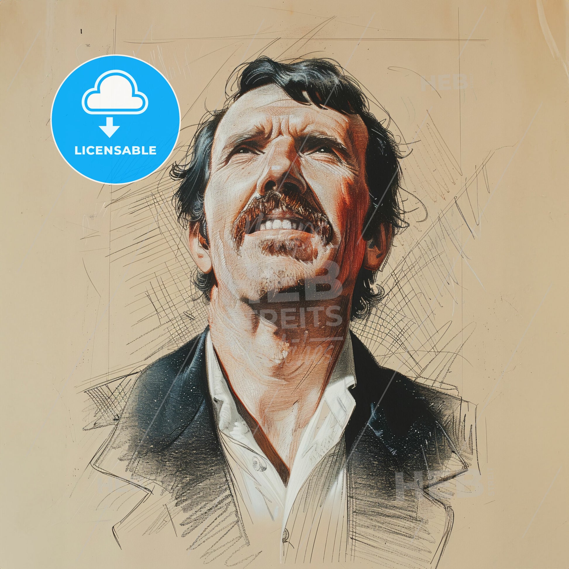 David Livingstone, 1813 - 1873, British missionary and explorer - A Drawing Of A Man With A Mustache