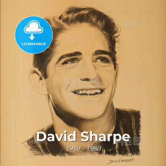 David Sharpe, 1910 - 1980, American stuntman and actor - A Drawing Of A Man Smiling Print Template