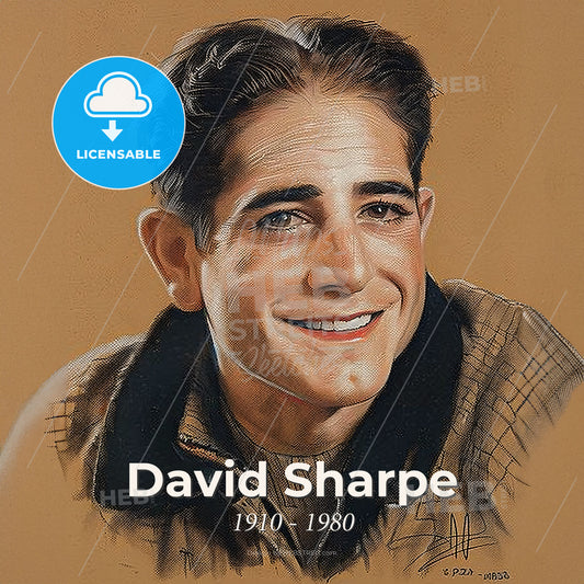 David Sharpe, 1910 - 1980, American stuntman and actor - A Man Smiling For The Camera Print Template