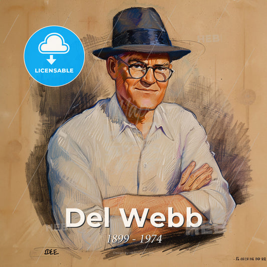 Del Webb, 1899 - 1974, American real estate developer and contractor - A Man Wearing A Hat And Glasses Print Template