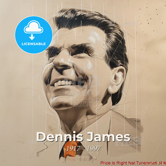Dennis James, 1917 - 1997, American TV show host - A Drawing Of A Man Smiling Print Template