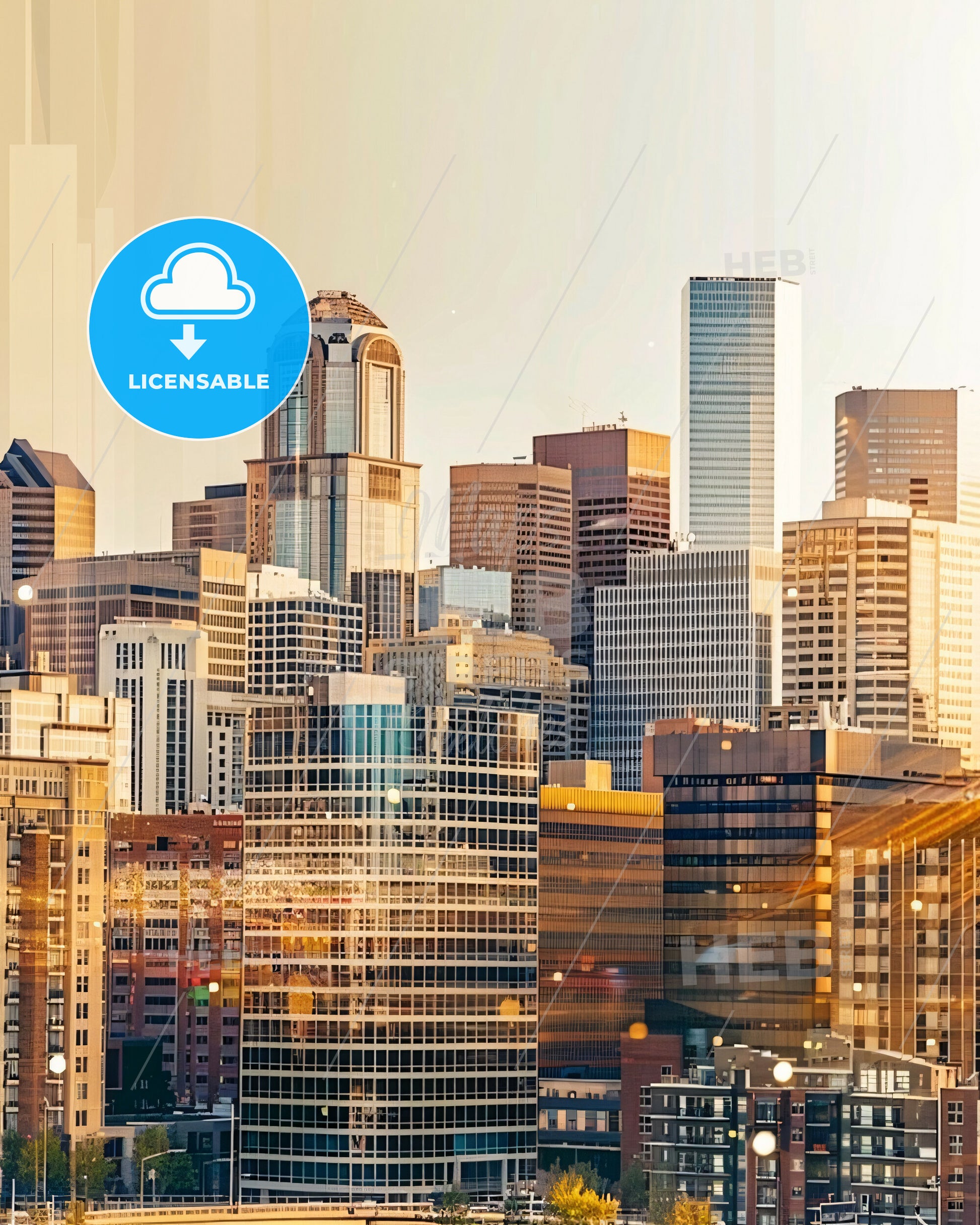 Denver Architectural Beauty Captured in Art - A city skyline with many tall buildings