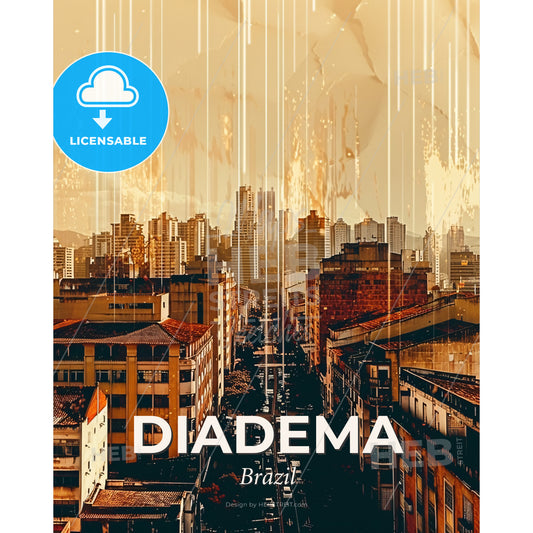 Diadema Skyline and Architecture Composite Art Poster - A city with many buildings - Square format print template